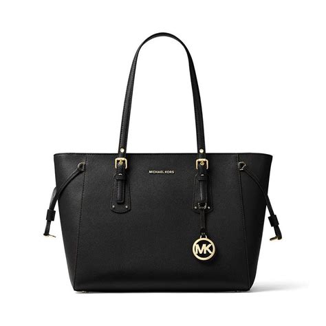 michael kors voyager medium black leather tote|michael kors voyager large tote.